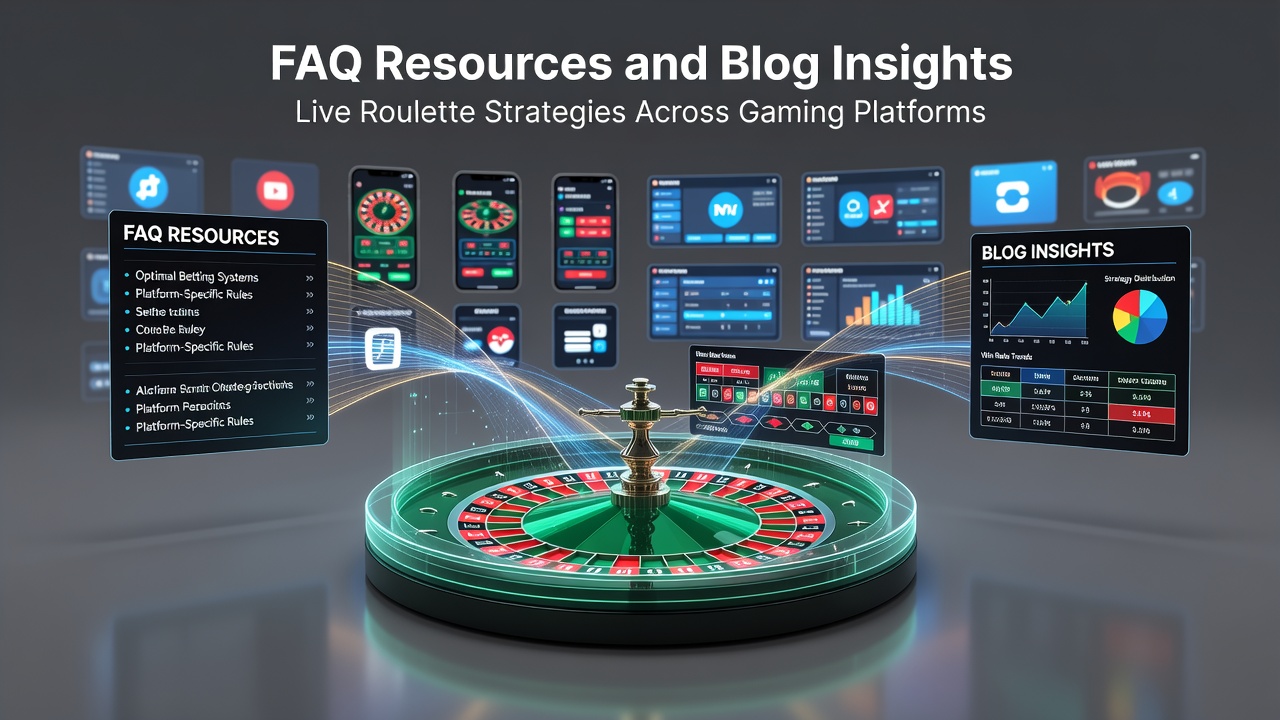 Split view of a mobile device displaying a roulette blog article next to an open FAQ panel on a live dealer platform