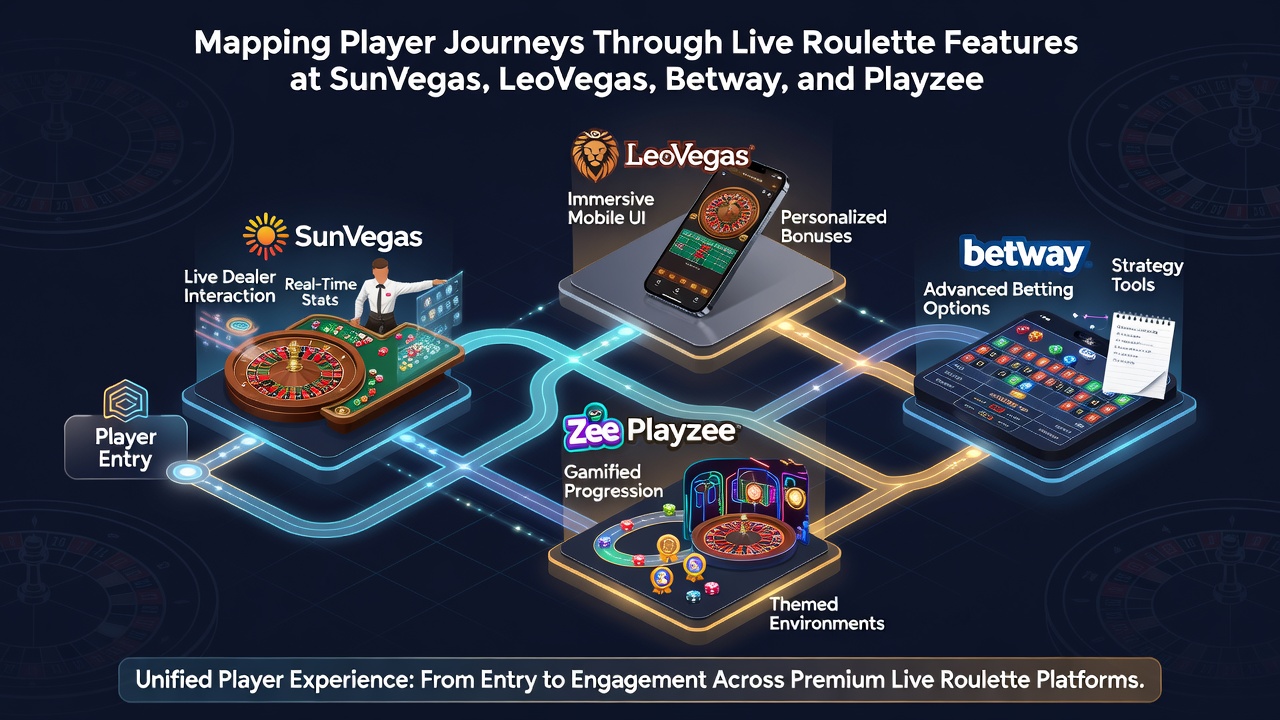 Live roulette interface comparison showing features at major casino platforms